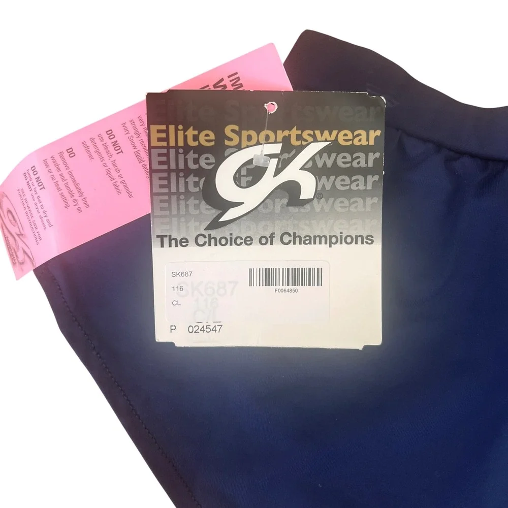 GK Elite Sportswear Navy Blue Gymnastics Dance Skort Chlid‎ Large NWT